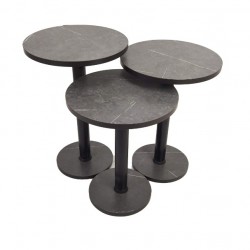 Ecowood Zigon Sehpa 3'lü Ahşap Siyah Mermer