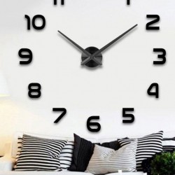 3D Ahşap Duvar Saati Siyah 