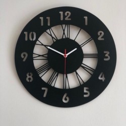 Siyah Hediyelik Ahşap Dekoratif Roma Ve Latin Rakamlı Duvar Saati