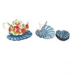 Yaprak Desenli Bardak Altlığı Set